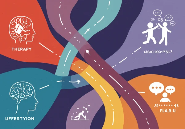Visual representation of various mental health treatment options.