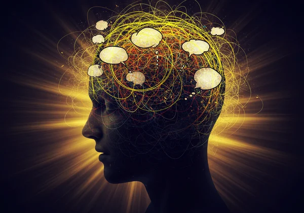Person with racing thoughts, showing worry and mental overwhelm.