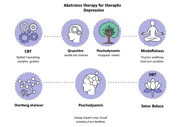 Visual overview of different therapy types for depression