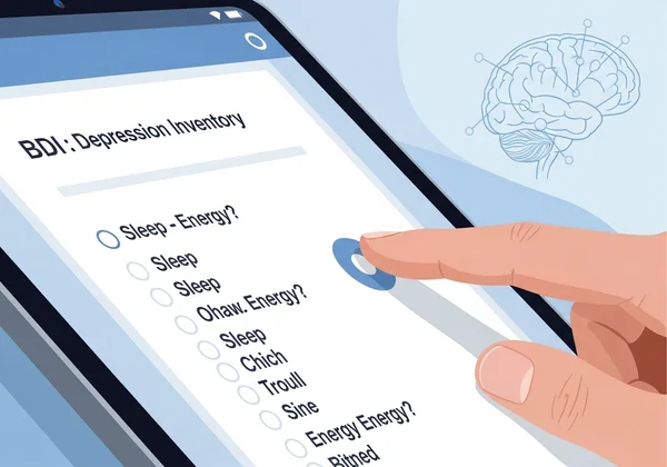 Illustration of BDI test questions about sleep patterns and energy levels