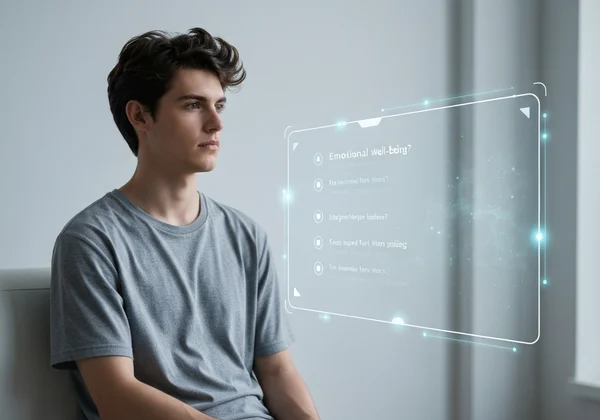 Person reflecting, doing a self-assessment questionnaire