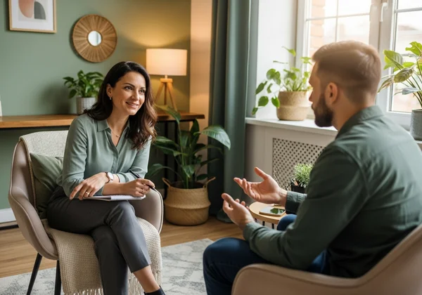 Person talking to a mental health professional for support