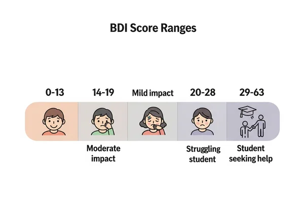 Chart of BDI score ranges for students