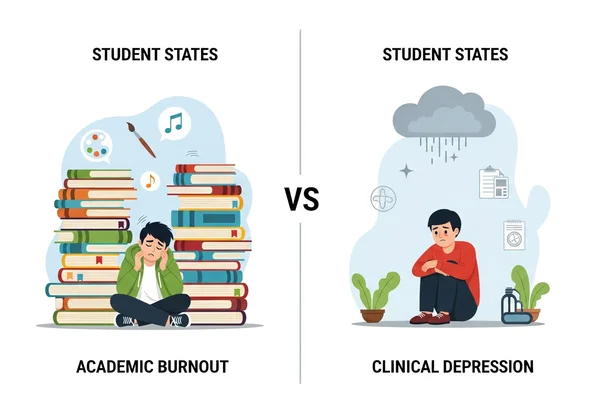 Infographic comparing burnout and depression