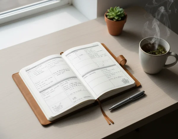 Calm journaling space