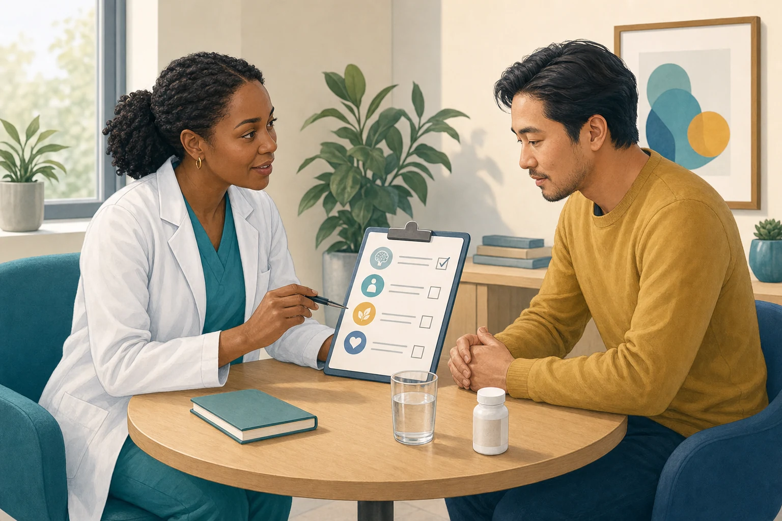 Person reviewing medication notes