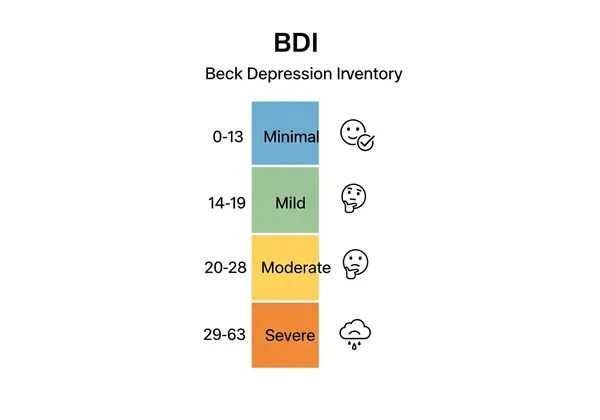Infographic explaining BDI depression score ranges